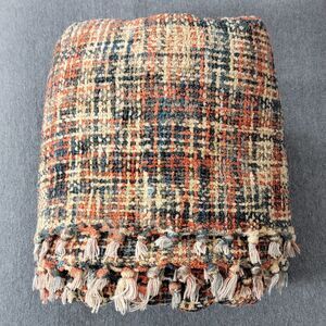 Pottery Barn Throw Blanket Multicolor Chenille Fringed Cozy Boho 50x60